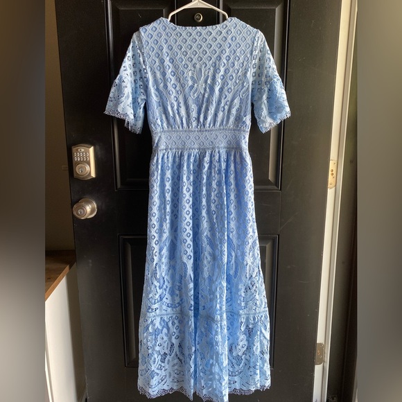 NWOT Half Sleeve V Neck Button Detail Lace Embroidery Dress Size Small - Picture 3 of 10